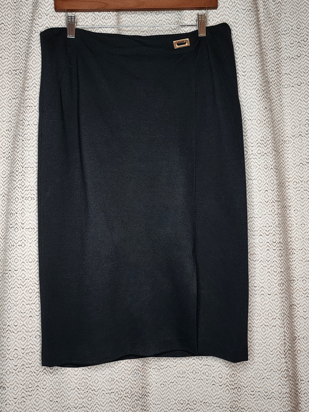 Catherine Malandrini Black Pencil Skirt with Gold Accent